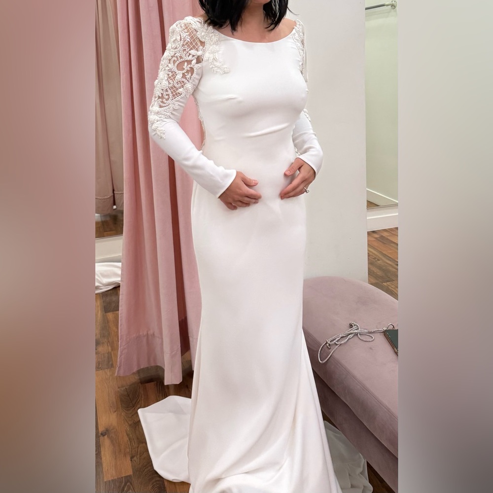 Badgely Mischka long sleeve low back wedding dress